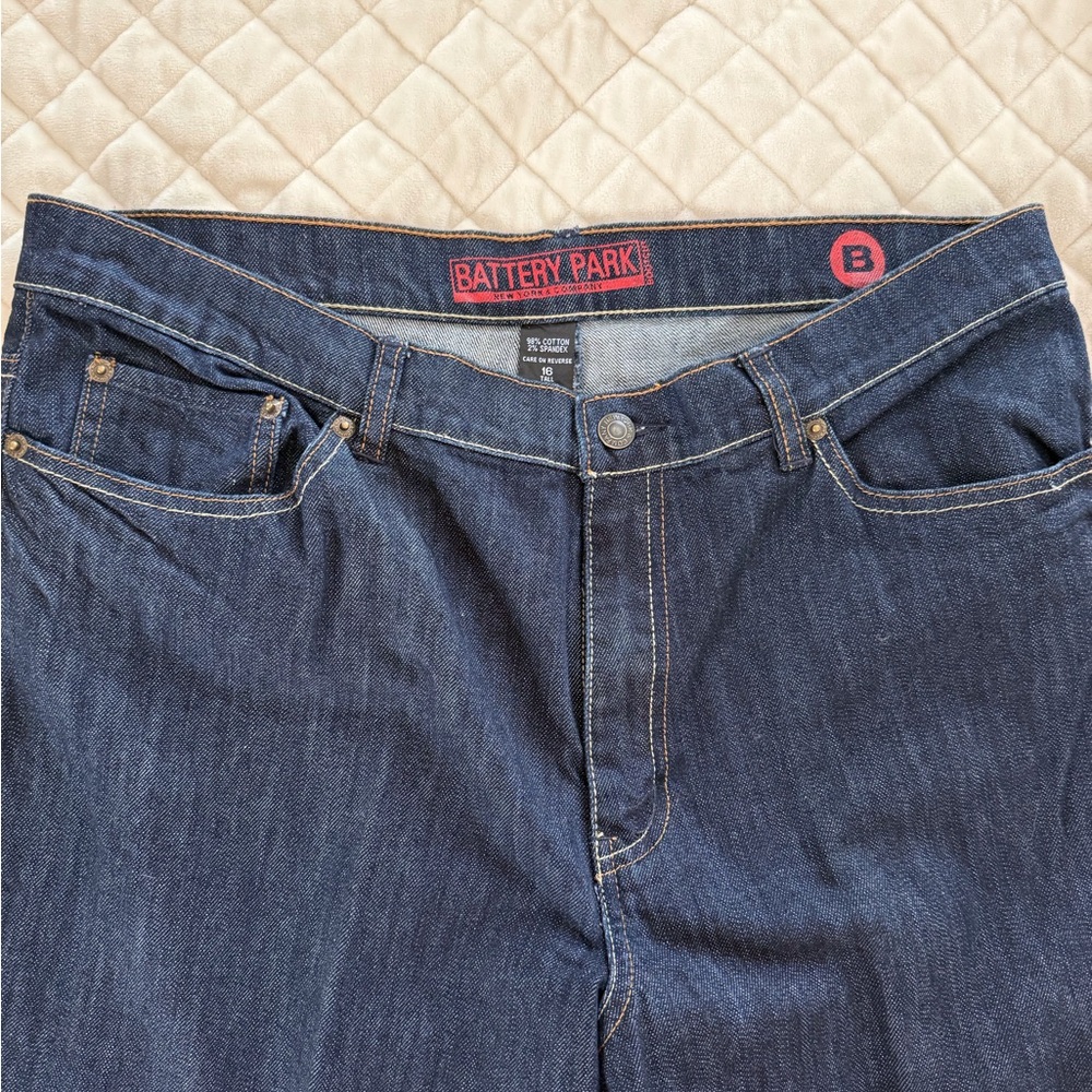 New York & Company Relaxed Blue Jeans with Classic Indigo Wash 16 Tall Long